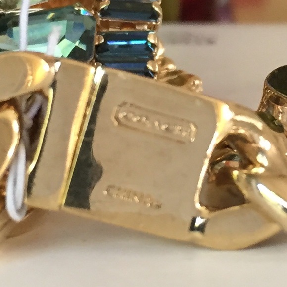 Rare Coach blue baguette gold chain bracelet - Picture 5 of 6